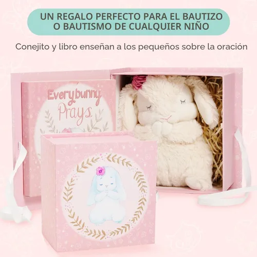 Miniatura 4 de Tickle & Main Everybunny Prays Bunny - Peluche y juguete de oración musical para regalos de bautizo para niñas - Rosa, 7 pulgadas - Regalos
