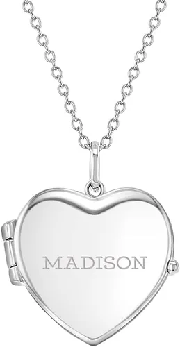 Collar de plata de ley 925 con colgante de corazón pulido de 16 pulgadas para niñas jóvenes, collar con colgante de medallón para fotos para