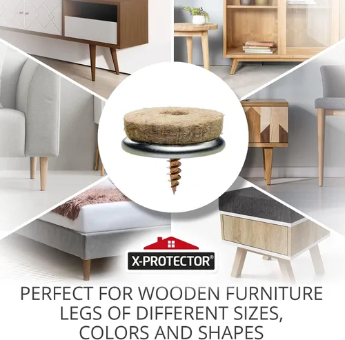 Miniatura 2 de Almohadillas de Fieltro Atornillables para Muebles X-Protector 24 PCS – Protectores de Piso de Patas de Silla de 0.95" para Pisos de Madera Dura