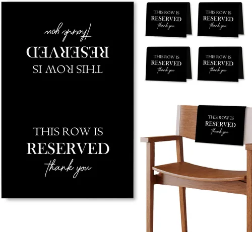 Miniatura 10 de Señales de Asiento Reservado para Sillas, Esta Fila Está Reservada Paños de Banco para Asientos de Iglesia, Decoraciones de Boda para Recepciones