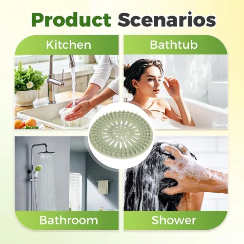 Miniatura 6 de Recogedor de pelo de silicona para desagüe de ducha, paquete de 3 protectores de drenaje para tina, colador, cubierta de drenaje para ducha, Gris