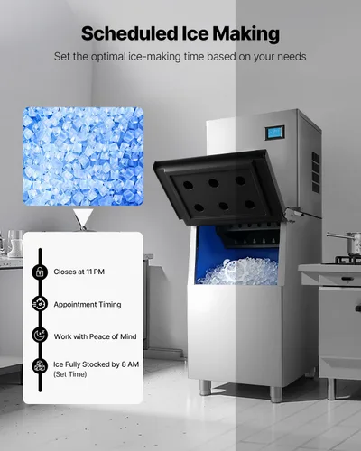 Miniatura 7 de VEVOR Máquina de hacer hielo comercial, máquina de hacer hielo de 360 libras/24 horas con contenedor de almacenamiento grande de 250 libras, máquina