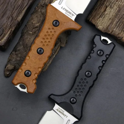 Miniatura 5 de Hippo Sleipner - Cuchillo fijo de acero de espiga completa de 11 pulgadas, mango de lino con funda Kydex (negro + negro)