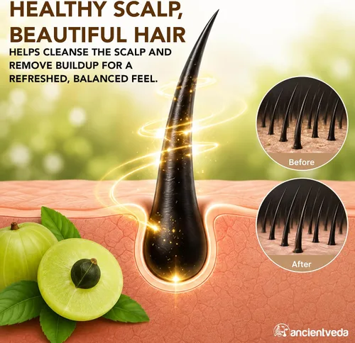 Miniatura 5 de Ancientveda Tratamiento orgánico natural para el crecimiento del cabello Antioxidantes Polvo limpiador Reduce las arrugas Amla, sin OMG