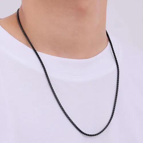 Miniatura 2 de Fiusem Cadena de caja de tono plateado para hombres, collares de cadena para hombres, mujeres y niños, 22.5340.197 in