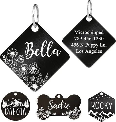 Miniatura 31 de Ultra Joys - Etiquetas de identificación de mascotas de acero inoxidable - Grabado personalizado en la parte delantera y trasera, etiquetas