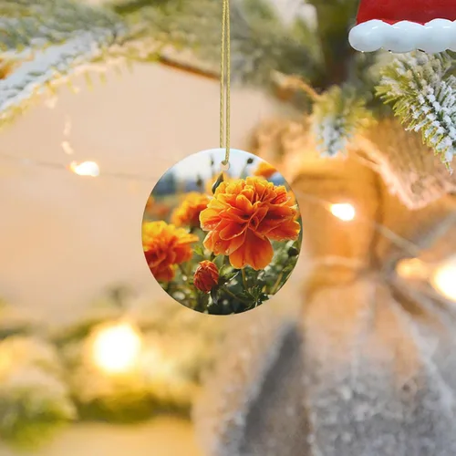 Miniatura 15 de Adornos de cerámica para árbol de Navidad, diseño de lobo del bosque, adornos redondos de cerámica, divertidas decoraciones de Navidad, colgantes