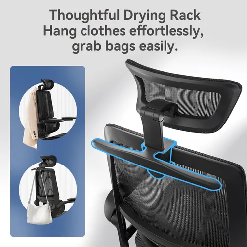 Miniatura 4 de SIHOO M59AS - Silla de oficina ergonómica, silla de escritorio con reposabrazos abatibles 3D, silla de computadora con diseño de respaldo doble