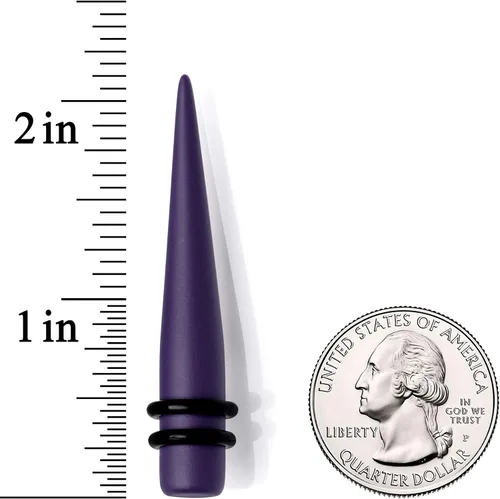 Miniatura 3 de Juego de 2 expansores de oreja para mujer, color morado mate, acrílico, recto, para estiramiento, 2