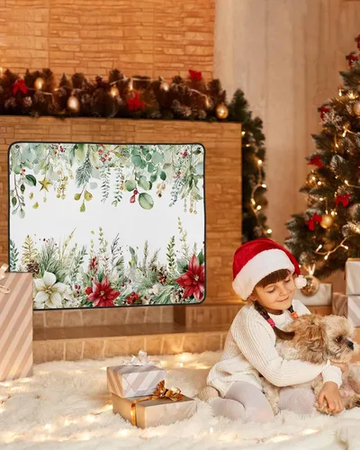 Miniatura 66 de Cubierta magnética azul para chimenea, detiene la pérdida de calor, pantalla de chimenea para interiores, bolas de gnomos de Navidad, árbol de copo