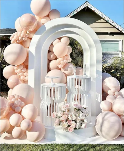 Miniatura 11 de IHEPYQ Globos bronceados de doble relleno, guirnalda marrón nude, albaricoque, diferentes tamaños, kit de arco de globos neutros para oso