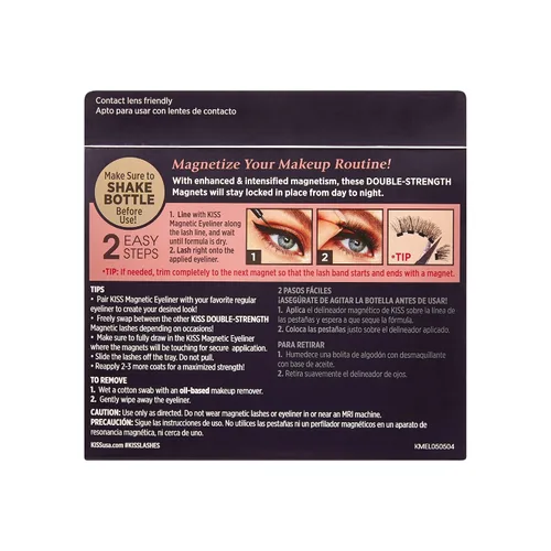 Miniatura 4 de Pestañas magnéticas KISS, Crowd Pleaser, 1 par de pestañas postizas sintéticas con 5 imanes de doble fuerza, resistentes al viento, pestañas falsas