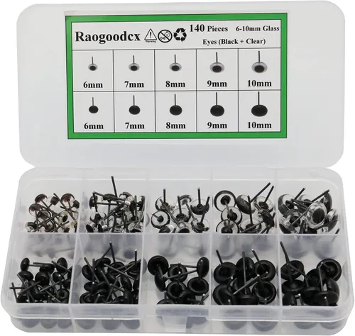 Miniatura 9 de 140pcs aguja fieltro ojos 0.236-0.394 in mini cristal ámbar con ojos negros kits para muñecos de peluche muñecas fieltro lana manualidades Ámbar