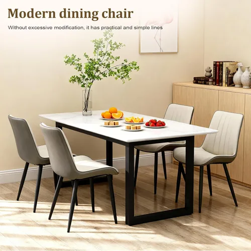 Miniatura 6 de Juego de sillas de comedor AmoUnico, silla de comedor moderna, sillas de comedor de cuero, sillas de cocina con tapizado de cuero sintético
