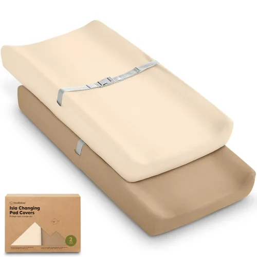 Miniatura 27 de Paquete de 2 fundas orgánicas para cambiador para niña, niño, neutro - 100% algodón, funda para almohadilla de mesa cambiadora, sábanas suaves