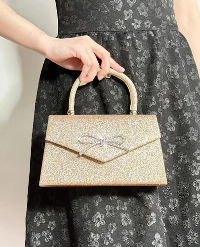 Miniatura 2 de Bolso de noche para mujer, con lazo brillante, bolso de mano para boda, fiesta, monederos con diamantes de imitación con purpurina para cóctel