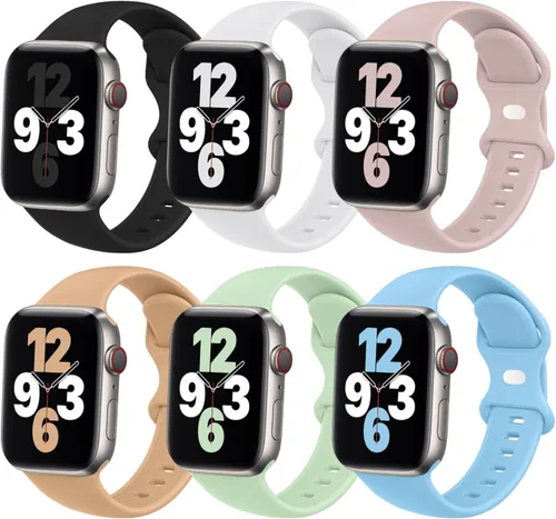 Miniatura 20 de Paquete de 6 correas deportivas compatibles con Apple Watch Band de 1.496 in 1.575 in 1.614 in 1.654 in 1.732 in 1.772 in 1.811 in 1.929 in