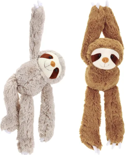 Miniatura 7 de Queekay 2 Paquetes de Peluches de Perezoso Colgantes de 18 Pulgadas, Perezoso de Tres Dedos con Manos de Velcro para Adolescentes y Adultos, Regalos