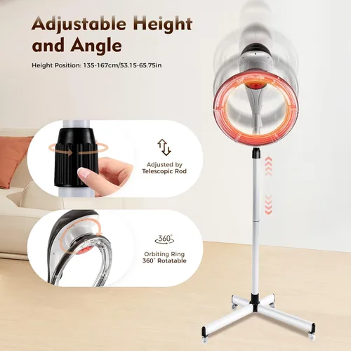 Miniatura 5 de YIYIBYUS Secador de pelo de pie, procesador profesional giratorio orbitante para teñir el cabello, tratamiento con aceite, secado de cabello, Gris