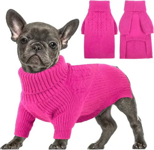 Miniatura 8 de Queenmore Suéter para perro, suéter para cachorros para perros pequeños, suéteres cálidos de invierno y otoño para perros, niñas y niños, suéter