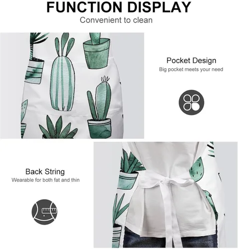 Miniatura 6 de Personalized Cacti And Succulents Adult Apron, Kitchen Cooking Aprons for Woman Man, Adjustable Bib Apron with Pocket for Baking, BBQ Crafting