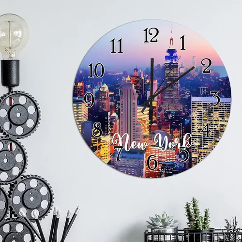 Miniatura 3 de Reloj de pared de la ciudad de Estados Unidos, reloj de pared silencioso sin tictac, reloj de pared redondo de ciudades en los estados de Nueva