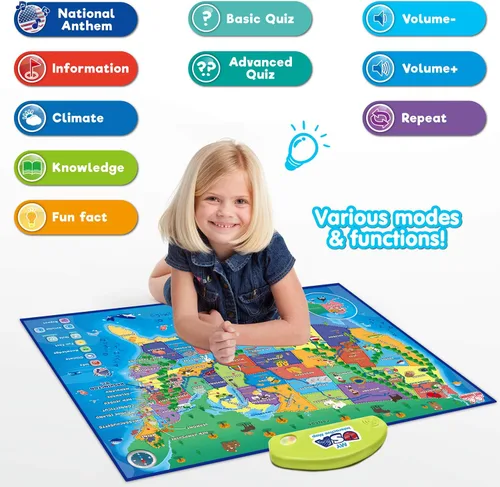 Miniatura 2 de BEST LEARNING i-Poster My USA Interactive Map – Juguete educativo inteligente para niños o niñas de 5 a 12 años Geografía de Navidad