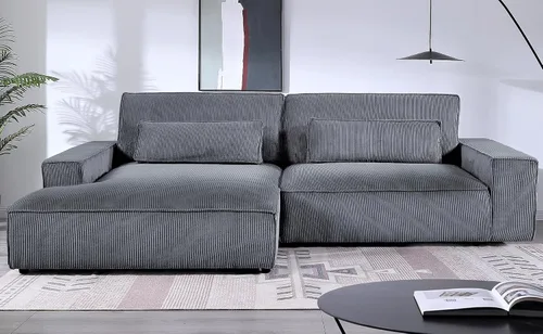 Container Furniture Direct Luxe - Sofá modular de dos piezas de gran tamaño para sala de estar, sofá en forma de L con diván, tapizado con tela de