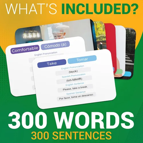Miniatura 4 de Tarjetas didácticas de vocabulario en español – 300 palabras y frases para principiantes y adultos – Aprender español con guía de pronunciación