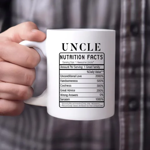 Miniatura 7 de Panvola Uncle Nutrition Facts Label From sobrino Hermano Hermana Día del Padre Nuevos tíos Divertidos Familia Reunión Taza de café de cerámica 11oz