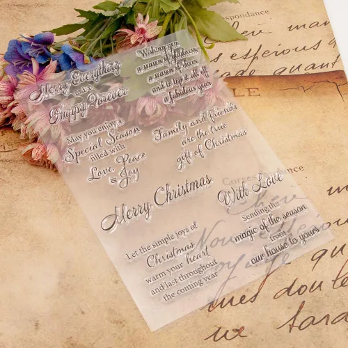 Miniatura 5 de NZJ Sello transparente con texto en inglés «Merry Christmas May You Enjoy a Special Season», sello de goma transparente para álbumes de recortes