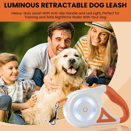 Miniatura 2 de Best Dog Supplies - Correa retráctil luminosa para perro con luz LED de seguridad frontal, correa de entrenamiento sin enredos de 360° para una