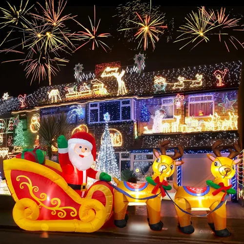 Miniatura 13 de Kalolary Árbol de Navidad inflable de 20 pies con luz LED, inflable gigante para exteriores, decoración al aire libre para fiestas, patio, césped