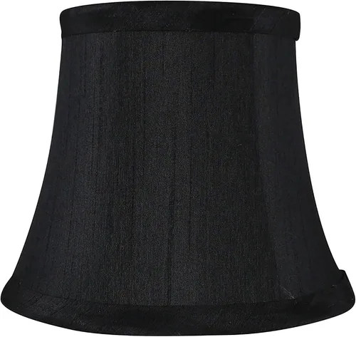 Miniatura 4 de Juego de 2 pantallas de lámpara de araña de seda sintética negra – forma de campana de respaldo suave, ajuste de clip para bombillas de candelabro
