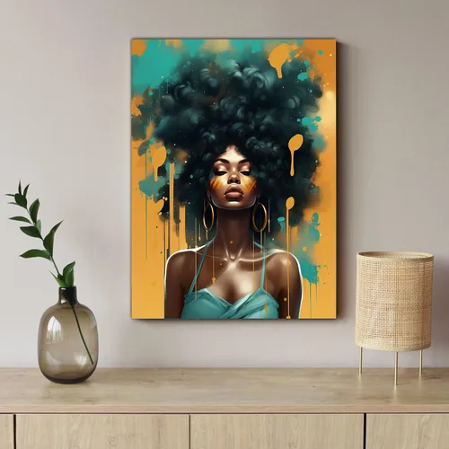 Miniatura 24 de Arte de pared afroamericano, decoración de rey y reina bailarín negro para sala de estar, arte de pareja de amor negro para dormitorio, lienzo