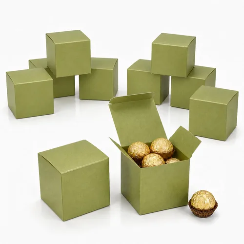 Miniatura 13 de Quotidian Cajas de regalo plegables de papel perlado italiano vintage con purpurina y tapas, de 3 x 3 x 3 pulgadas (7.6 x 3.0 x 3.0 x 3.0 in)