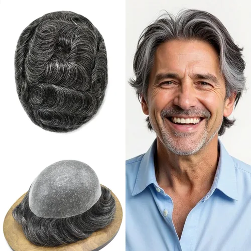 Miniatura 19 de Toupee - Piezas de cabello humano para hombre, 0.005 in, duradero, de polietileno, para hombres, sistema de cabello, unidades de repuesto