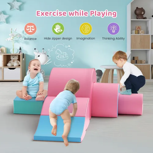 Miniatura 4 de Lischwert - Juego de bloques de espuma para escalar, juguetes blandos para escalar para niños pequeños, juego de 5 piezas para gatear y escalar