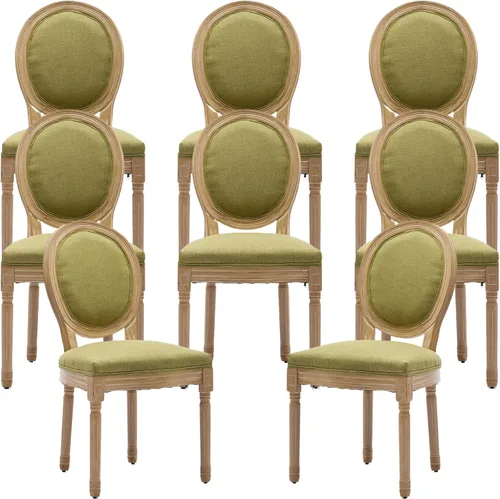 Miniatura 15 de Juego de 2 sillas de comedor de campo francés, sillas de comedor de madera de granja beige, silla de comedor con respaldo tejido con cojín tapizado