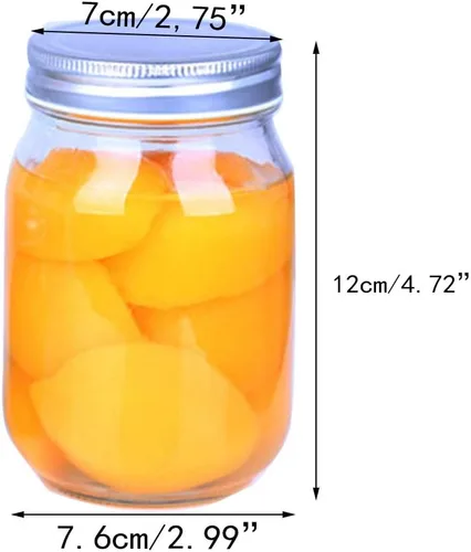 Miniatura 3 de Tarros de vidrio de boca regular, frascos de vidrio de 14 onzas con tapas herméticas de metal plateado para preparación de comidas, almacenamiento