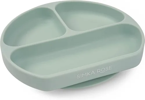 Miniatura 13 de Simka Rose Platos de succión para bebés y niños pequeños, platos de silicona, sin BPA, diseño dividido, apto para microondas y lavavajillas, Sombra