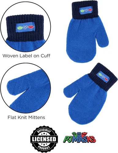 Miniatura 5 de PJ Masks Conjunto de gorro y mitones de invierno para niños, gorro para niños pequeños