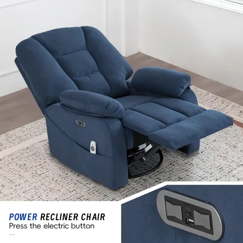 Miniatura 3 de Silla Reclinable Giratoria Eléctrica para Adultos, Sillas Reclinables Mecedoras con Masaje y Calor para Sala de Estar, Silla de Sofá Reclinable