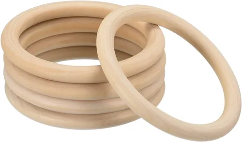 uxcell 5 anillos de madera natural de 3.937 in (4 pulgadas), círculos de madera lisa sin terminar de 0.394 in de grosor para manualidades, tejer,