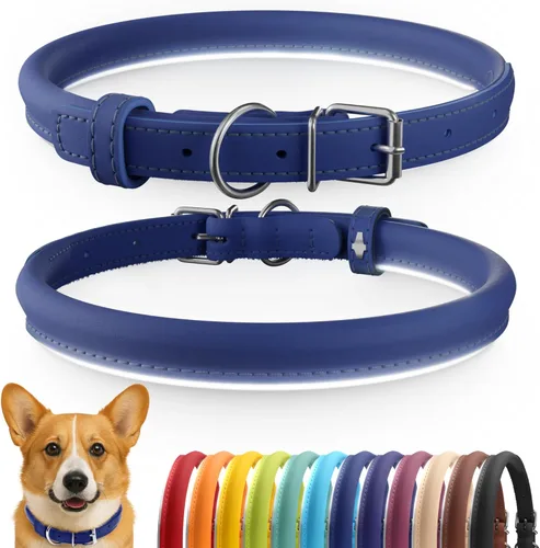 Miniatura 6 de CollarDirect Collar de perro con tachuelas, collares de cuero para mascotas para perros pequeños, medianos y grandes, acolchado suave, marrón, negro