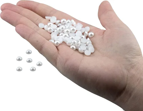 Miniatura 7 de 2000 piezas de perlas de 0.315 pulgadas para manualidades, perlas blancas de espalda plana, cabujón medio redondo, perlas de imitación de perlas