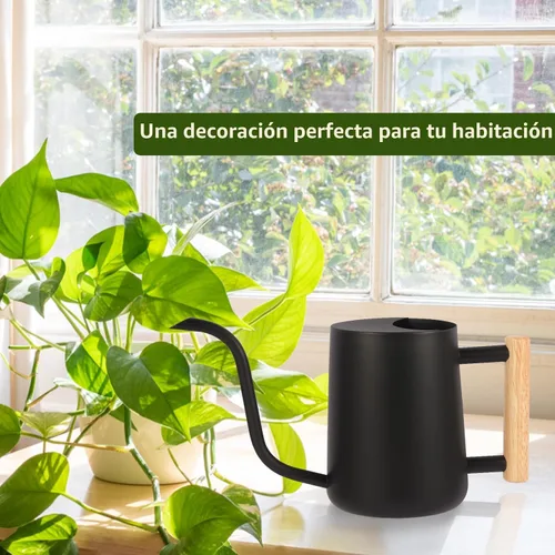Miniatura 3 de GUKJOB Regadera para plantas, regadera de metal de 35 onzas, de acero inoxidable para plantas de interior con pico curvo largo, pequeño bonsái, Negro