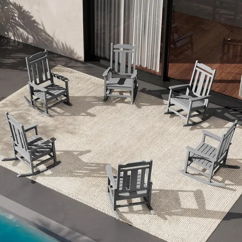 Miniatura 30 de SERWALL Mecedora de gran tamaño al aire libre, mecedora al aire libre del HDPE, aguacate