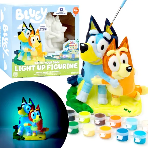 Miniatura 11 de Juego de té Bluey Paint & Play, juego de madera de 6 piezas, personalizable con pintura y calcomanías, 2 coronas portátiles, juguetes divertidos