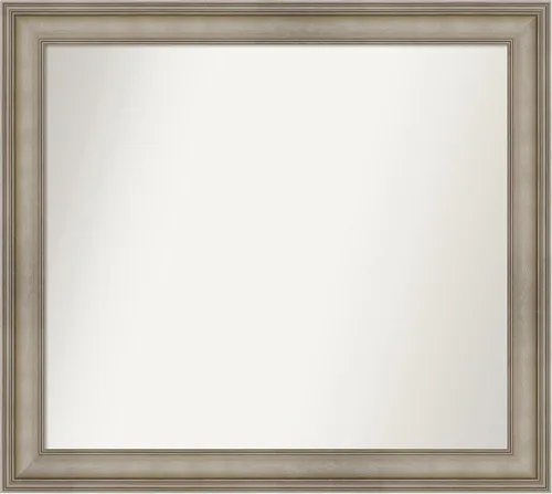 Miniatura 380 de Amanti Art Espejo de baño plateado para sobre el fregadero, 26 x 26 pulgadas, espejo cuadrado de plata antigua, marco de madera tradicional mediano